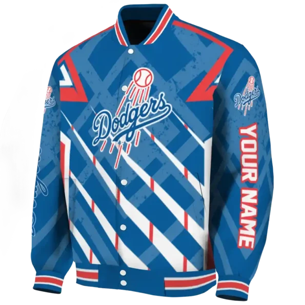 personalized los angeles dodgers chevron angles blue varsity jacket best selling