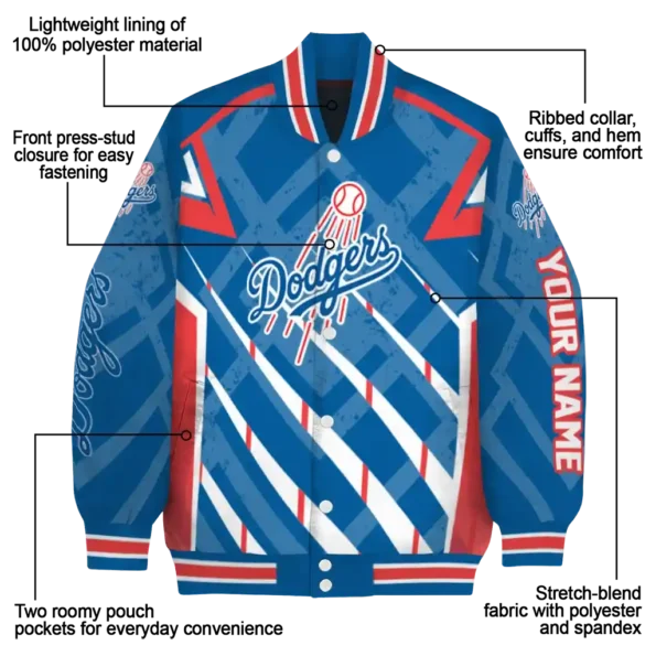 personalized los angeles dodgers chevron angles blue varsity jacket new arrival