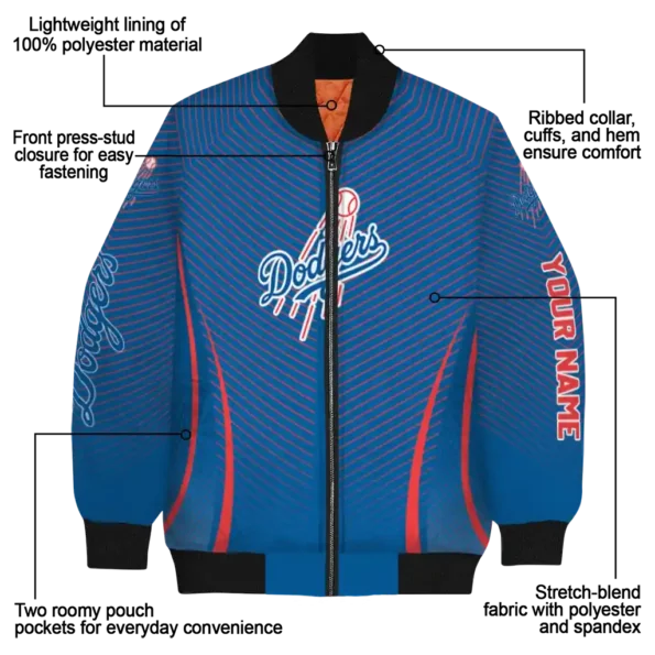 personalized los angeles dodgers chevron arrow blue bomber jacket new arrival