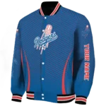 personalized los angeles dodgers chevron arrow blue varsity jacket best selling