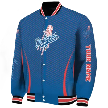 personalized los angeles dodgers chevron arrow blue varsity jacket best selling