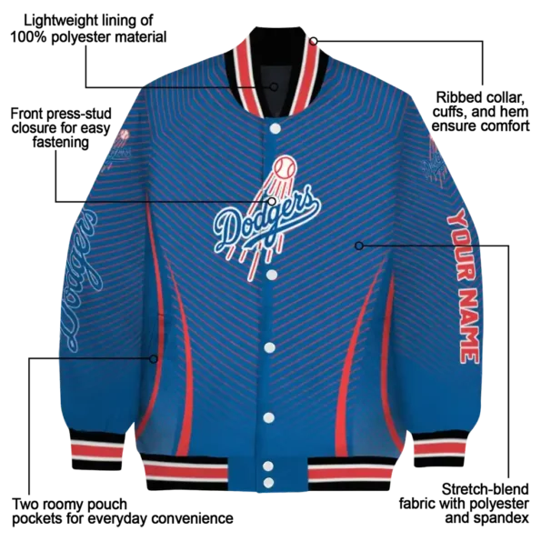 personalized los angeles dodgers chevron arrow blue varsity jacket new arrival