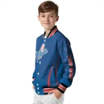 personalized los angeles dodgers chevron arrow blue varsity jacket best selling
