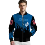 personalized los angeles dodgers flame border blue black bomber jacket best selling