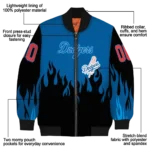 personalized los angeles dodgers flame border blue black bomber jacket best selling