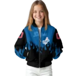 personalized los angeles dodgers flame border blue black bomber jacket best selling