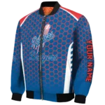 personalized los angeles dodgers hexagon grid blue bomber jacket best selling