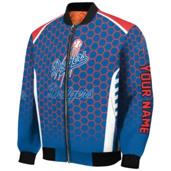 personalized los angeles dodgers hexagon grid blue bomber jacket best selling
