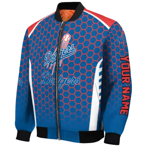 personalized los angeles dodgers hexagon grid blue bomber jacket best selling