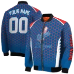 personalized los angeles dodgers hexagon grid blue bomber jacket best selling