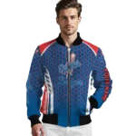 personalized los angeles dodgers hexagon grid blue bomber jacket best selling