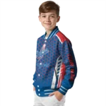 personalized los angeles dodgers hexagon grid blue varsity jacket best selling