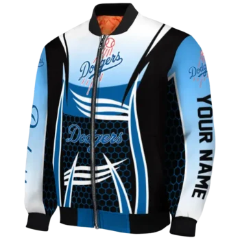 personalized los angeles dodgers mesh effect blue black bomber jacket best selling