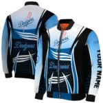 personalized los angeles dodgers mesh effect blue black bomber jacket best selling