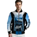 personalized los angeles dodgers mesh effect blue black bomber jacket best selling