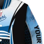 personalized los angeles dodgers mesh effect blue black varsity jacket best selling