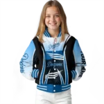 personalized los angeles dodgers mesh effect blue black varsity jacket best selling