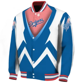 personalized los angeles dodgers v stripes blue white varsity jacket best selling