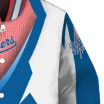 personalized los angeles dodgers v stripes blue white varsity jacket best selling