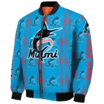 personalized miami marlins bolt stripe blue bomber jacket best selling