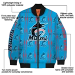 personalized miami marlins bolt stripe blue bomber jacket best selling