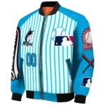 personalized miami marlins eagle baseball blue white bomber jacket best selling