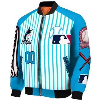 personalized miami marlins eagle baseball blue white bomber jacket best selling