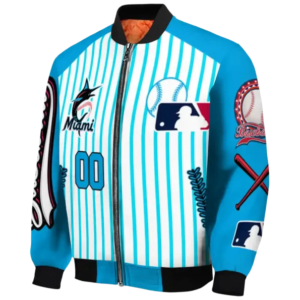 personalized miami marlins eagle baseball blue white bomber jacket best selling