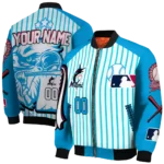 personalized miami marlins eagle baseball blue white bomber jacket best selling