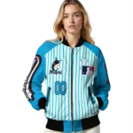 personalized miami marlins eagle baseball blue white bomber jacket best selling