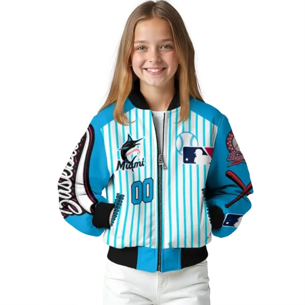 personalized miami marlins eagle baseball blue white bomber jacket top rated