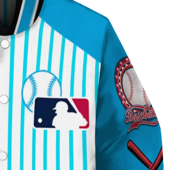 personalized miami marlins eagle baseball blue white varsity jacket premium grade