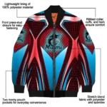 personalized miami marlins mesh chest black crocs black bomber jacket best selling