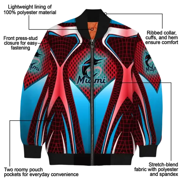 personalized miami marlins mesh chest black crocs black bomber jacket new arrival
