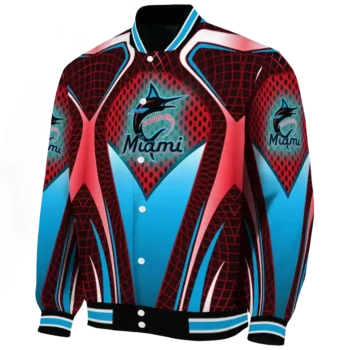 personalized miami marlins mesh chest black crocs black varsity jacket best selling