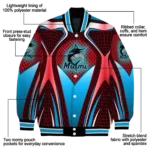 personalized miami marlins mesh chest black crocs black varsity jacket best selling
