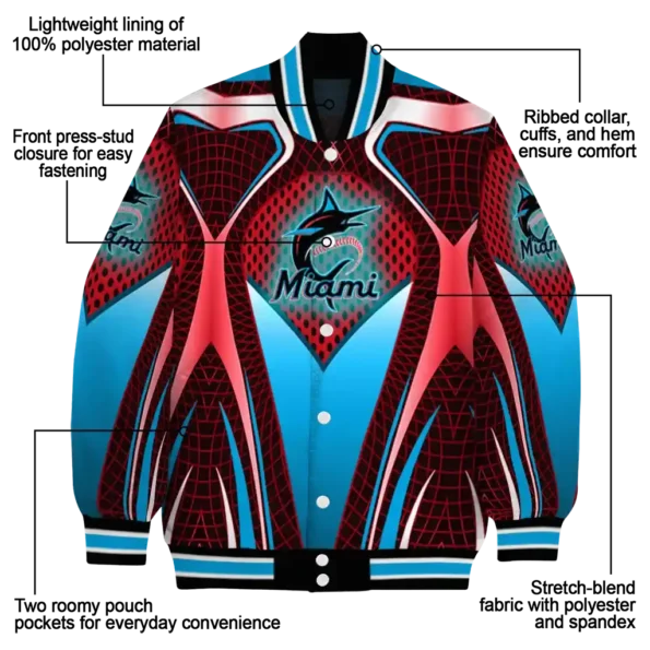 personalized miami marlins mesh chest black crocs black varsity jacket new arrival