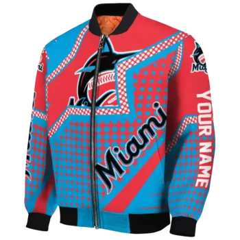 personalized miami marlins star burst blue bomber jacket best selling