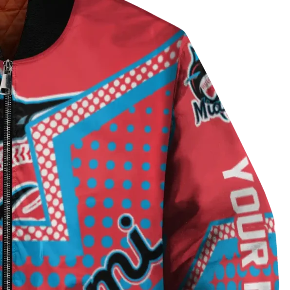 personalized miami marlins star burst blue bomber jacket premium grade