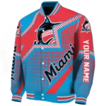 personalized miami marlins star burst blue varsity jacket best selling
