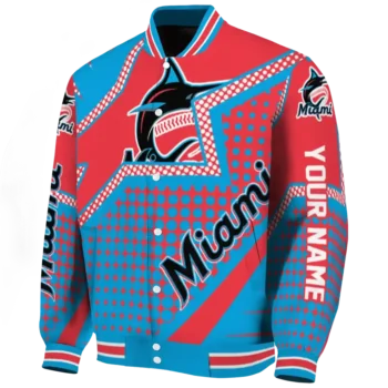 personalized miami marlins star burst blue varsity jacket best selling