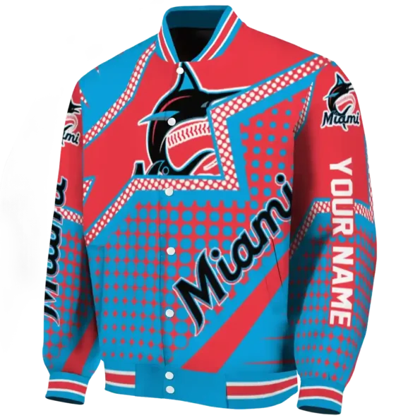 personalized miami marlins star burst blue varsity jacket best selling