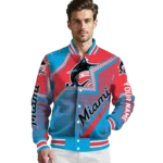 personalized miami marlins star burst blue varsity jacket best selling