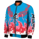 personalized miami marlins winged blaze blue white bomber jacket best selling