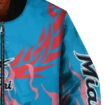 personalized miami marlins winged blaze blue white bomber jacket best selling