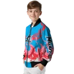 personalized miami marlins winged blaze blue white bomber jacket best selling