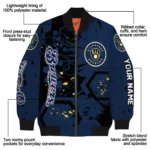 personalized milwaukee brewers hexagon cluster navy blue black bomber jacket best selling