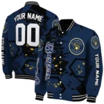 personalized milwaukee brewers hexagon cluster navy blue black varsity jacket best selling