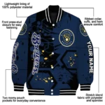 personalized milwaukee brewers hexagon cluster navy blue black varsity jacket best selling