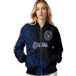 personalized milwaukee brewers hexagon mesh navy blue black bomber jacket best selling
